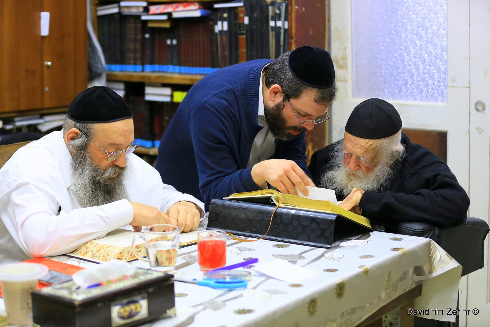 Photographer Dovid Zer documented Maran Shlita learning today.